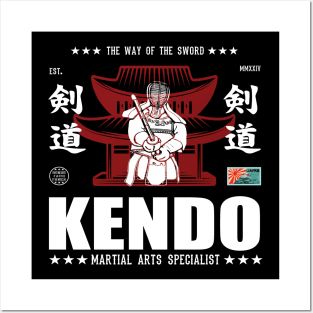 Cool Kendo Martial Arts Design With Kanji Posters and Art